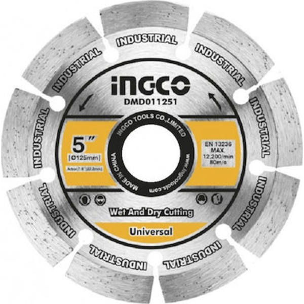 ΔΙΑΜΑΝΤΟΔΙΣΚΟΣ ΞΗΡΑΣ ΚΟΠΗΣ ΓΕΝΙΚΗΣ ΧΡΗΣΗΣ Φ125mm INGCO (DMD011251)